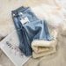 Fleece-lined Thickened Narrow Wide-leg Jeans Women, 2025 New Autumn And Winter Hot-selling High-waisted Straight Pants_ecoleips.com