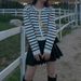 K Gold Button Contrasting Striped Round Neck Knitted Cardigan For Women, Loose Short Style, Outer Sweater Jacket_ecoleips.com