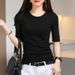 Black Medium-sleeved Top, Seven-quarter-sleeved Bottoming Shirt, Women's Spring And Autumn New T-shirt_ecoleips.com