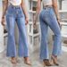 Voya Popular Women's Fashion And Personality Women's Autumn And Winter New Item Elastic Slim Fit Denim Bell Bottom Pants_ecoleips.com