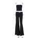 Women's Clothing Solid Color Tube Top Flared Trousers Fashionable Slim Suit_ecoleips.com