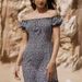 European American Women's Fashion, New Summer Style, Elegant And Slimming, Puff Sleeve, Slit, Off-shoulder, Floral Midi_ecoleips.com