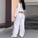 Women's Clothing Women's Casual Commuter Shirt And Pants Set Long Sleeved Button Down White For Formal & Casual_ecoleips.com