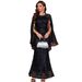 Elegant Black Sequin Ball Gown – Princess Sweetheart Neckline Cape Backless Evening Dress With High Waist & Flowy Skirt (Sizes S-XL)_ecoleips.com