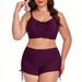 Women's Clothing New 2026 Plus Size Two Piece Swimsuit Solid Color High Waist Slimming Bikini Beachwear For Women_ecoleips.com