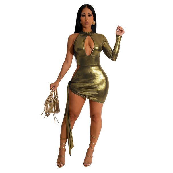 Women's clothing fashion new sexy hollow irregular solid color party dress with spliced skirt for women_ecoleips.com