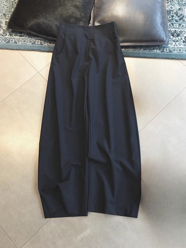 K Black High Waisted Banana Pants Chic Wide Leg Pants For Women_ecoleips.com