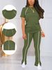 Women's Summer Two Piece Set American Style Round Neck Short Sleeve Top With Trousers_ecoleips.com