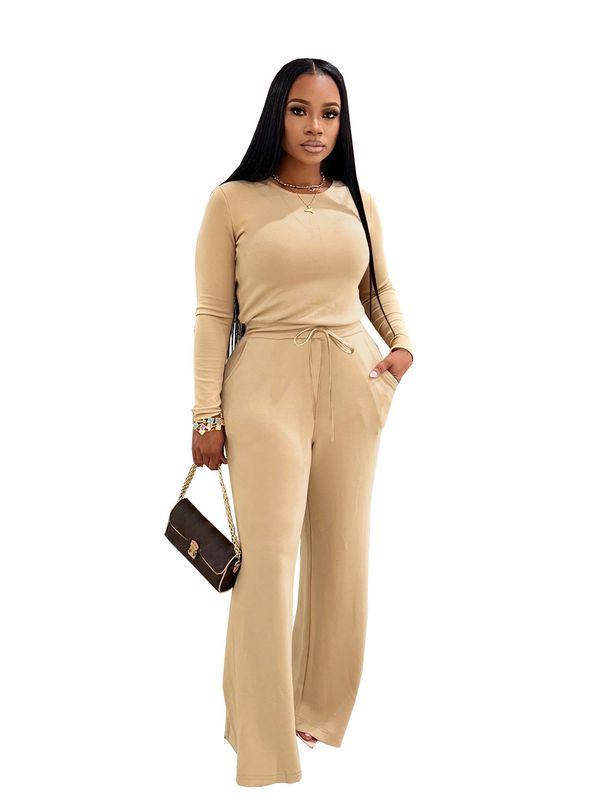 Women's Slimming Casual Jumpsuit TW902 Long Sleeved Solid Color Commuter Pants with Tie up Versatile Autumn Winter European American Style_ecoleips.com