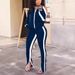 Women's Autumn/Winter Two Piece Set Off-Shoulder Zipper Sweatshirt & Slit Pants Exclusive_ecoleips.com
