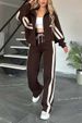 Women's Clothing Autumn Y2K Striped Zipper Top Jacket Casual Sports Suit Women_ecoleips.com