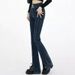 Sexy Slim-fit Women's Jeans Front Side Seams, Slimming Height-enhancing, With A Cross-design Slit And Slight Flare_ecoleips.com