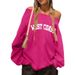 Women's Clothing Autumn And Winter New Letter Print Sweater Casual High Collar Solid Color Long Sleeve Women's Sweater_ecoleips.com