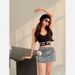 Petite Women's Summer 2025 New Slim Fit Hip-Wrapped Anti-Exposure Denim Short Skirt Trendy_ecoleips.com