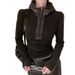 Design Sense Niche Semi-zipper Hooded T-shirt Women's Autumn And Winter Slim And Thin Long-sleeved Bottoming Shirt Sweater_ecoleips.com