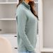 Women's Chunky Knit Sweater With Half-Zip Collar, Oversized Long Sleeve Pullover, Winter Warm Cable Knit Top, Peacock Green, Retro Casual Style_ecoleips.com