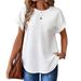 Women's Solid Color Round Neck Batwing Sleeve T-Shirt Top Loose Short Sleeves_ecoleips.com