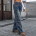 K Women's New Multi Pocket Denim Workwear Pants For Women_ecoleips.com