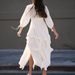 Women's Clothing Autumn U-Neck Ruffled Lace Patchwork Dress Style Full Skirt With Slit For Women For Formal & Casual For Women_ecoleips.com