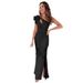 Women's Clothing Slit Solid Color Hollow Long Skirt Dress Evening Dress_ecoleips.com
