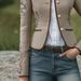 Vintage Floral Embroidered Contrast Trim Stand Collar Jacket For Women - Slim Fit Long Sleeve Blouse With Pockets_ecoleips.com