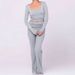 WG124 European American New Style Sexy Chic Simple Spring And Autumn Versatile Drapey Flared Pants Set_ecoleips.com