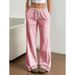 Women's Clothing New Summer Striped Straight Trousers Casual Versatile Lace Up Fashionable Loose Wide Leg Women_ecoleips.com