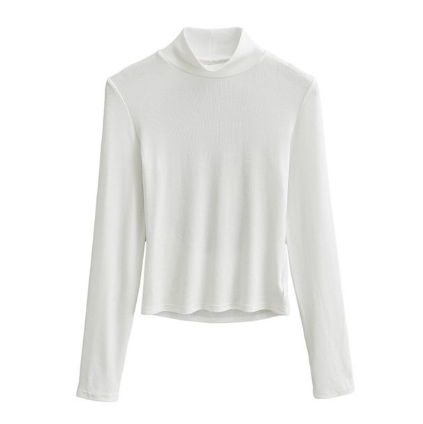 Sexy Backless Half High Neck Spicy Girl Long Sleeved T-shirt Spring, Slim Fit And Slimming Bottom Top For Women_ecoleips.com
