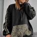 Women's Leopard Print Patchwork Sweatshirt Loose Hooded Jacket Mid-Length Street Style Spring Autumn Top_ecoleips.com