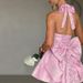 Women's Sexy Elegant Jacquard Halter Belted Back Bow Bodycon Midi Dress – Spring Party Gown 2026_ecoleips.com