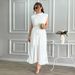 European And American Women's Clothing New Fashion Simple Half Turtleneck Waist Slimming Lace-up Mid-length Dress_ecoleips.com