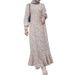 Bohemian Floral Maxi Dress With Modest Long Sleeves – Muslim-Friendly Loose Fit Dress, Polyester Flowy Hijab Dress (Black Print, Beige Print)_ecoleips.com