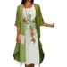 2024 European And American Summer Wo's Casual Two-Piece Set Floral Print Round Neck Slim Fit Long Dress For_ecoleips.com
