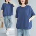 Large Size Women's Clothing Summer Loose Large Size Meat-covering And Thin Top Solid Color Round Neck Age-reducing Short-sleeved T-shirt_ecoleips.com