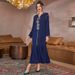 A810 Navy Blue Fashion Handmade Beaded Pleated Dress For Women_ecoleips.com