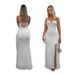 Women's Clothing Suspender Dress V Neck Tube Top Dress Feather Edge Slit Style_ecoleips.com
