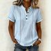 Women's Clothing Printed Button-Up Short Sleeve Shirt Casual Stand Collar Top Loose Fit Summer Fashion_ecoleips.com