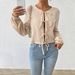 Voya Women's Elegant And Intellectual Style T-shirt For Autumn And Winter, Loose And Slim Fit, Short And Tied Cardigan Top_ecoleips.com