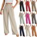 Women's High Waist Wide Leg Dress Pants - Business Casual Trousers With Pockets, Polyester Straight Leg Pant For Work Office_ecoleips.com