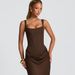 Sexy Trendy Pleated Halter Sleeveless Bodycon Dress Waist Cinching Women's Clothing Dress_ecoleips.com