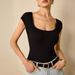 Voya Women's French Temperament Summer New Style Retro Hepburn Style Square Neck Short Sleeved Backless Knitted Top Jumpsuit For Women_ecoleips.com