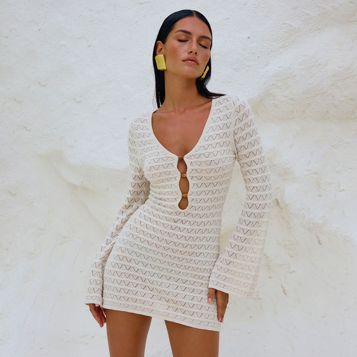 Women's Clothing Sexy Knit Beach Cover-Up Dress – Sheer Bikini Wrap, Boho Chic Swimwear Cover_ecoleips.com