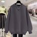 Fashion Solid Color Women's Sweatshirt Pure Cotton Fleece Lined Thick Winter Versatile Spring Autumn Style Factory Direct Sales_ecoleips.com