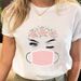 New Tops Wholesale, Eyelash Design, Trendy Retro Plus-size Women's Clothing, Letter Print Short-sleeve T-shirt For Women_ecoleips.com