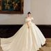 One Shoulder Satin Main Wedding Dress 2025 New Bride High End Texture On The Run Princess Trailing Out Of Light Tulle_ecoleips.com
