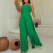 Women's Clothing Pleated Craft Sling Waist Wide Leg Flared Jumpsuit_ecoleips.com