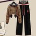 Women's Clothing Hooded Sweatshirt Women Spring And Autumn Thin Loose Casual High End Color Stripe Letter Casual Pants_ecoleips.com