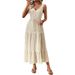 Leisure Vacation 2025 Summer New Texture Sleeveless Seaside Dress_ecoleips.com