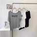 Women's Clothing Soft Modal Off Shoulder T Shirt Women's Summer Letter Loose Irregular T Shirt Top_ecoleips.com