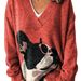 girl Foreign Trade Cross-Border 2024 Independent Station European And American Christmas Abstract Print Large V-Neck_ecoleips.com